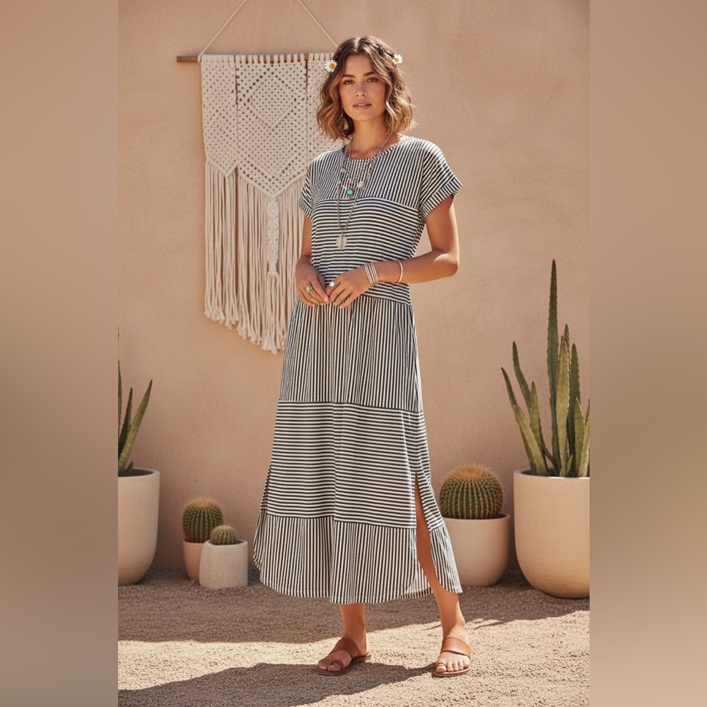 LuLaRoe Macy • Maxi Dress • Double V-Neck • Split Hem • Beach Wear Vibes